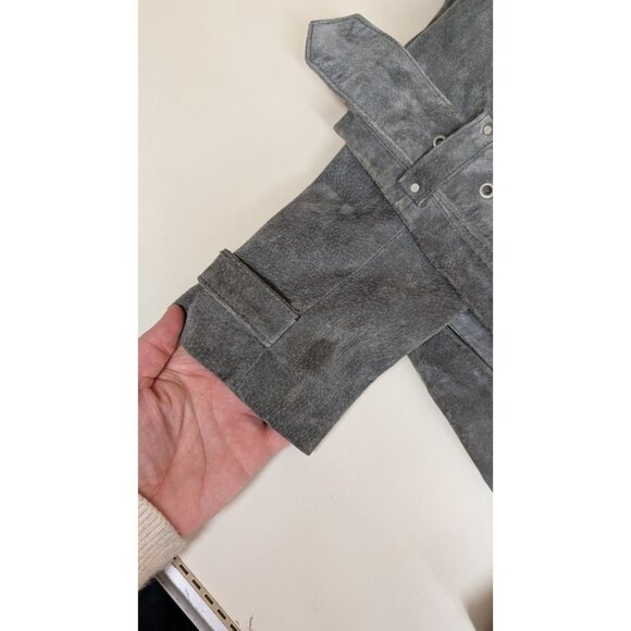 Marc New York by Andrew Marc sz. M Suede Genuine Leather Belted Moto Jacket Coat - Picture 11 of 14